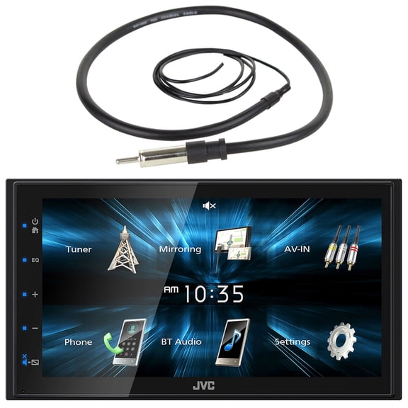 Double DIN Digital Media Bluetooth USB AM/FM Stereo Radio Car Audio Receiver with 6.8" Capacitive Touchscreen, Enrock Marine Universal 22" Wired AM/FM Radio Antenna