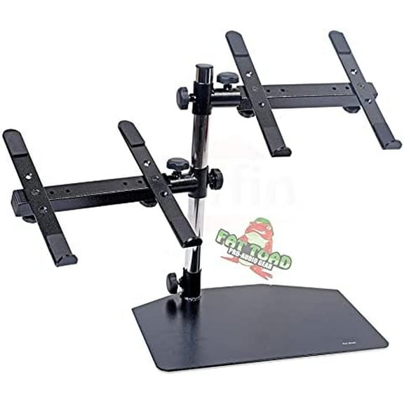 Double DJ Laptop Stand (Table-Top PRO Edition)  2 Tier Portable PC Computer Equipment Rack with Support Mounts for Music Studio Mixers, Controllers, Monitors & Disc Jockey Booth Gear$$Music