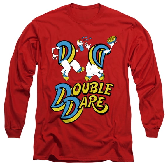 Double Dare Vintage Logo Unisex Adult Long-Sleeve T Shirt (Large) Red