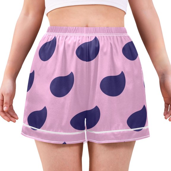 Double Dark Pattern Women's Pajama Shorts Silky Satin Casual Lounge Sleep Zero Pressure