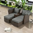 thumbnail image 1 of Double Daybed, Patio Sectional Set With 2 Pillows, Built-in Cup Holders, 4" Thick Cushion, Retractable Canopy, Storage Boxes, Sofa Furniture For Garden, Backyard, 1 of 9
