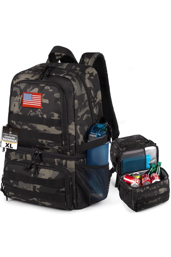 Double Deck Cooler Backpack for Men,Large Lunch Backpack, Soft Cooler Bag,Insulated Leak Proof Lightweight