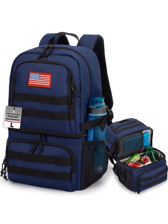 Double Deck Cooler Backpack for Men,Large Lunch Backpack, Soft Cooler Bag Insulated Leak Proof Lightweight