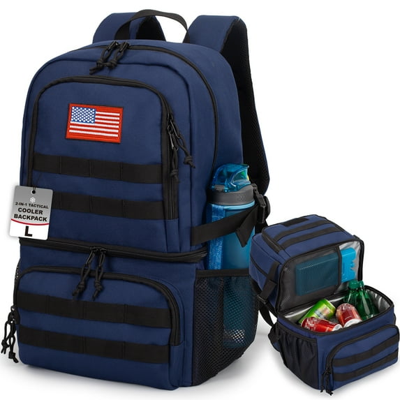 Double Deck Cooler Backpack for Men, Up & Down Dual Function, Large Lunch Backpack with 2 Compartment, Soft Cooler Bag, Backpack Lunchbox, Insulated Leak Proof Lightweight