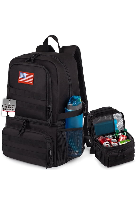 Double Deck Cooler Backpack for Men,Large Lunch Backpack with 2 Compartment,Soft Cooler Bag,Backpack Lunchbox,Insulated Leak Proof Lightweight