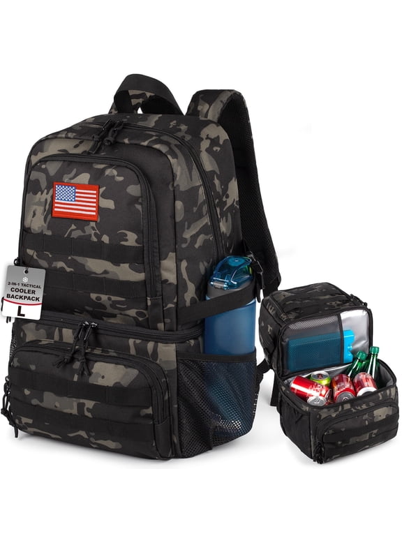 Double Deck Cooler Backpack for Men,Large Lunch Backpack with 2 Compartment,Soft Cooler Bag,Backpack Lunchbox,Insulated Leak Proof Lightweight