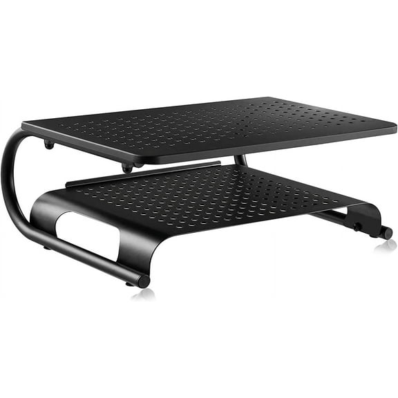 Double-Deck Desk Monitor Stand Riser for Computer,Laptop,Printer, Notebook and All Flat Screen Display with Vented Metal Platform 4 Inches Height Underneath Storage (MST002)