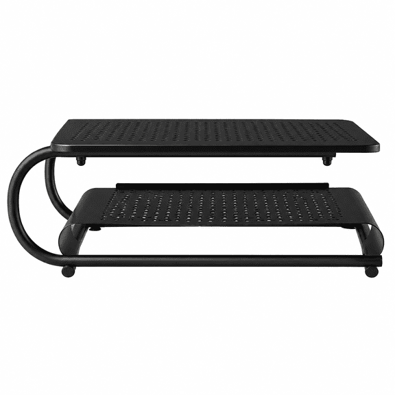 Double-Deck Desk Monitor Stand Riser for Computer, Laptop, Printer, Notebook and All Flat Screen Display with Vented Metal Platform and 4 Inches Height Underneath Storage