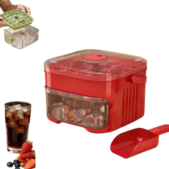 Double-Deck Ice Cube Tray with Lid and Bin for Freezer