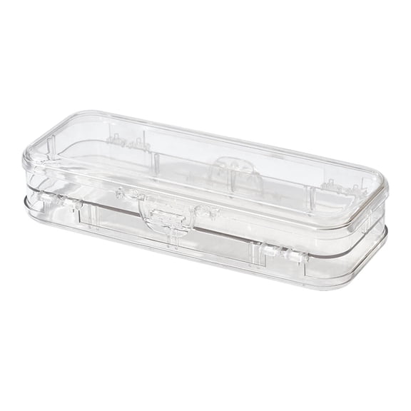 Double Deck Pencils Box Clear Plastic Stationery Box with 4 Removable Ruler Dividing Spacers Multi-grid Home Utility Boxes with 6 Compartments for Pencils Erasers Clips (Clear)