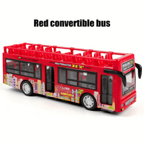 Double Decker Bus Toy for Kids with Lights & Music, Sightseeing Bus for Boys Girls Ages 3  Christmas Birthday Gifts(Red)