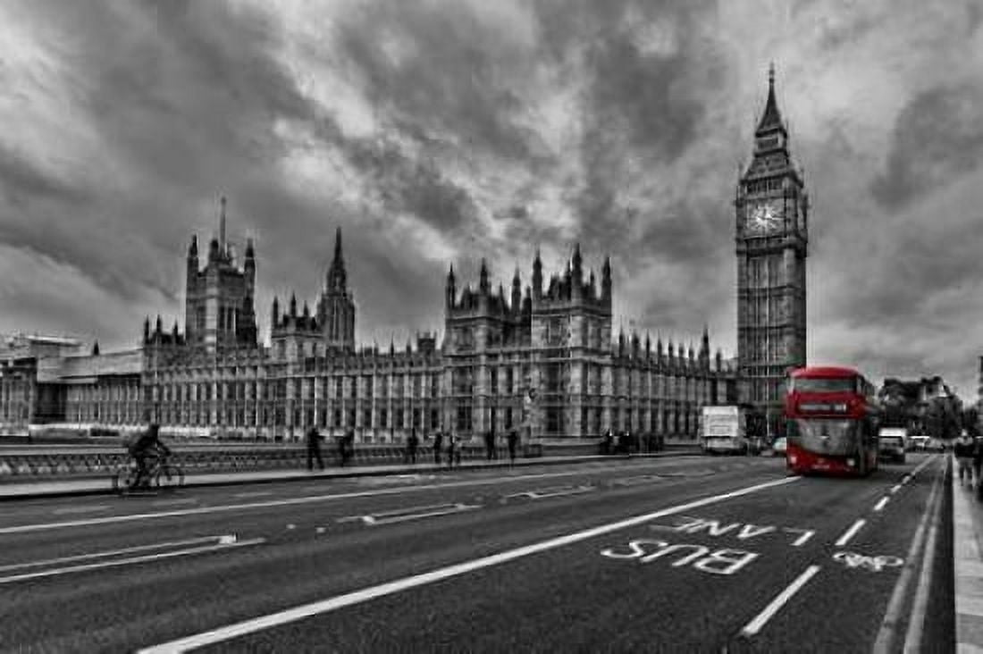 Double Decker - London Canvas Art - Vladimir Kostka (24 x 36)