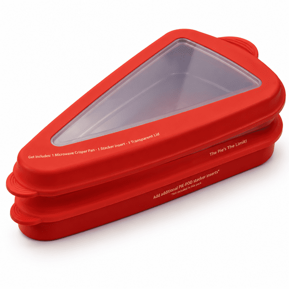 Double Decker Reusable Pizza Crisper and Storage Pan, Microwave Safe