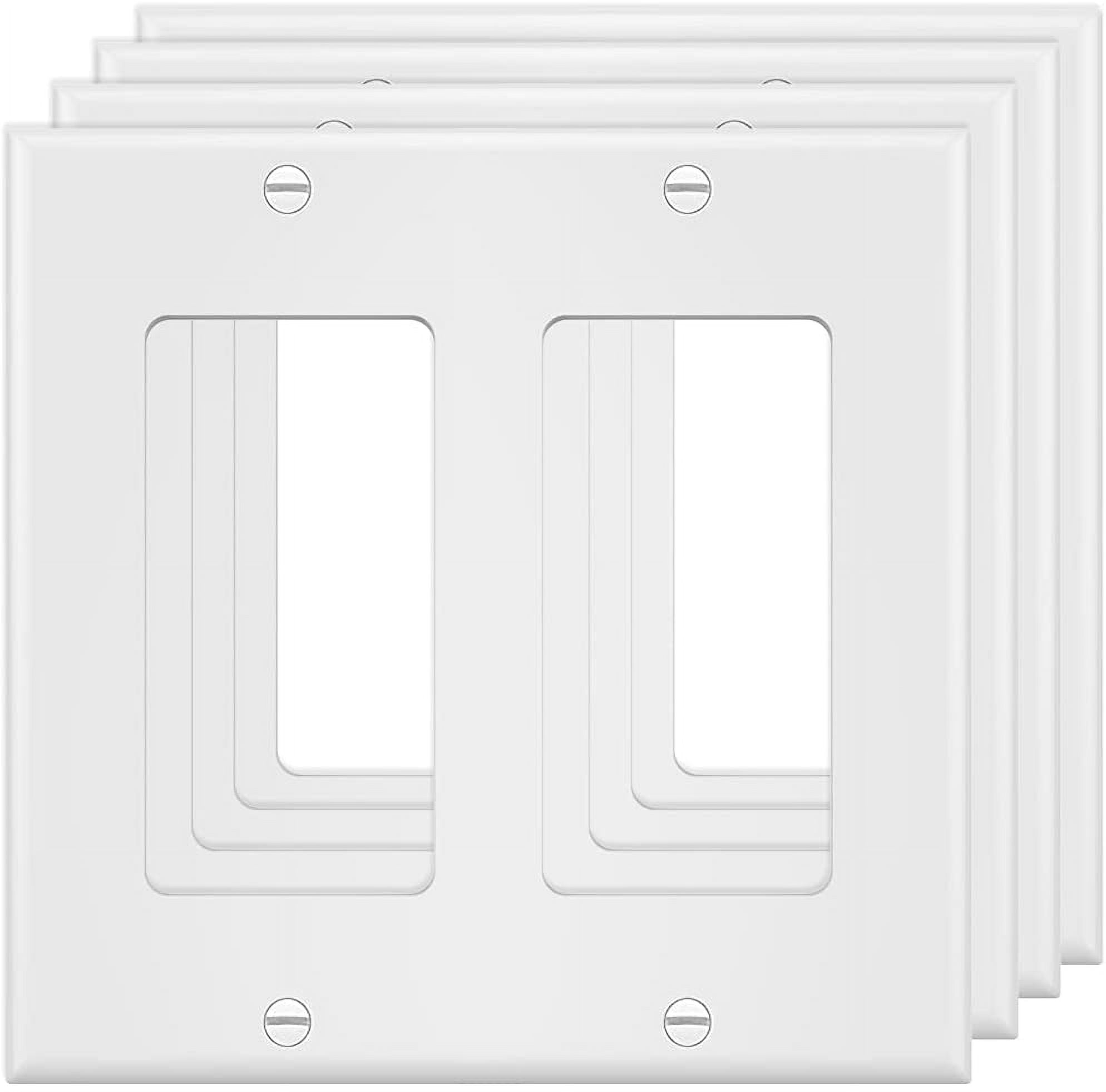 Double Decora Electrical Faceplate White Outlet Wall Plate Cover for