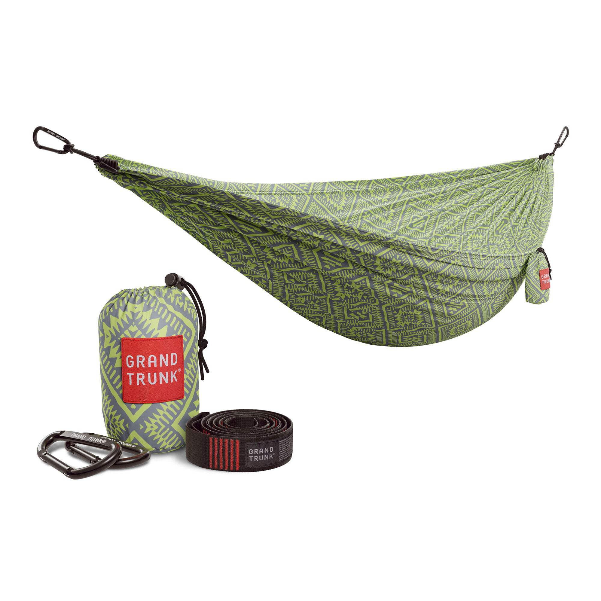 Grand Trunk Double Deluxe Parachute Hammock - 10.5'x6.5', 500lb Capacity, Includes Tree Straps (Green/Charcoal)