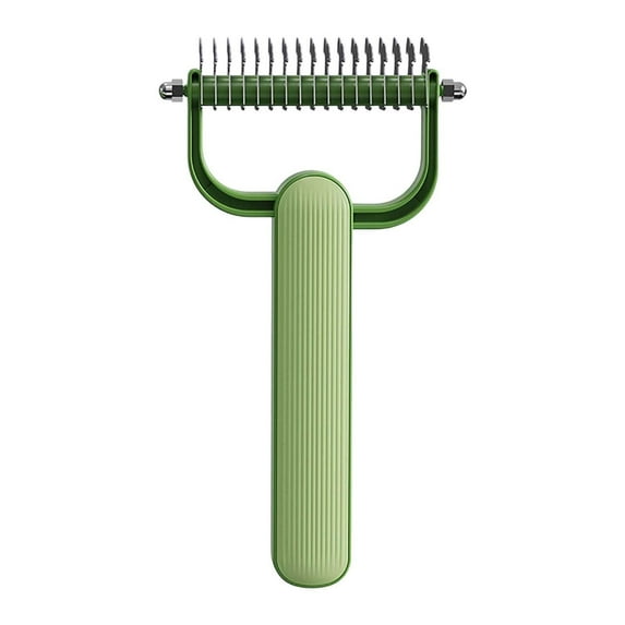 Double Dematting Comb Dehairing Tool for Dogs and Cats Stainless Steel Grooming Brush for Long Hair Double Coated Easy to Use Deshedder