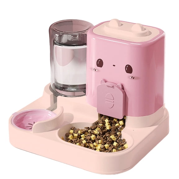 Double Design Automatic Cats Feeders Water Dispenser For Timed Feeding Spill Resistant Bowls Grade