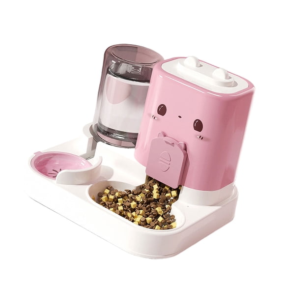 Double Design Automatic Cats Feeders Water Dispenser For Timed Feeding Spill Resistant Bowls Grade