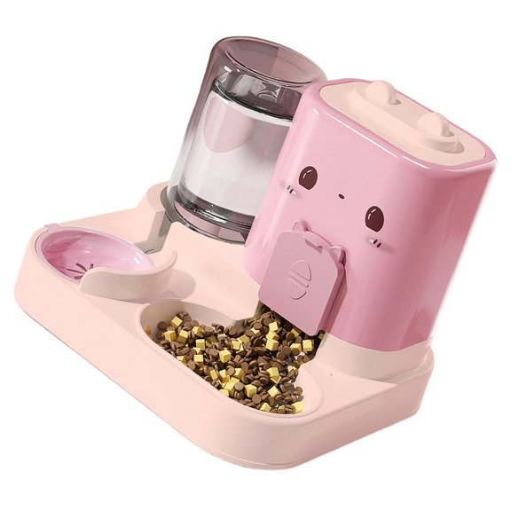 Double Design Automatic Cats Feeders Water Dispenser For Timed Feeding Spill Resistant Bowls Grade