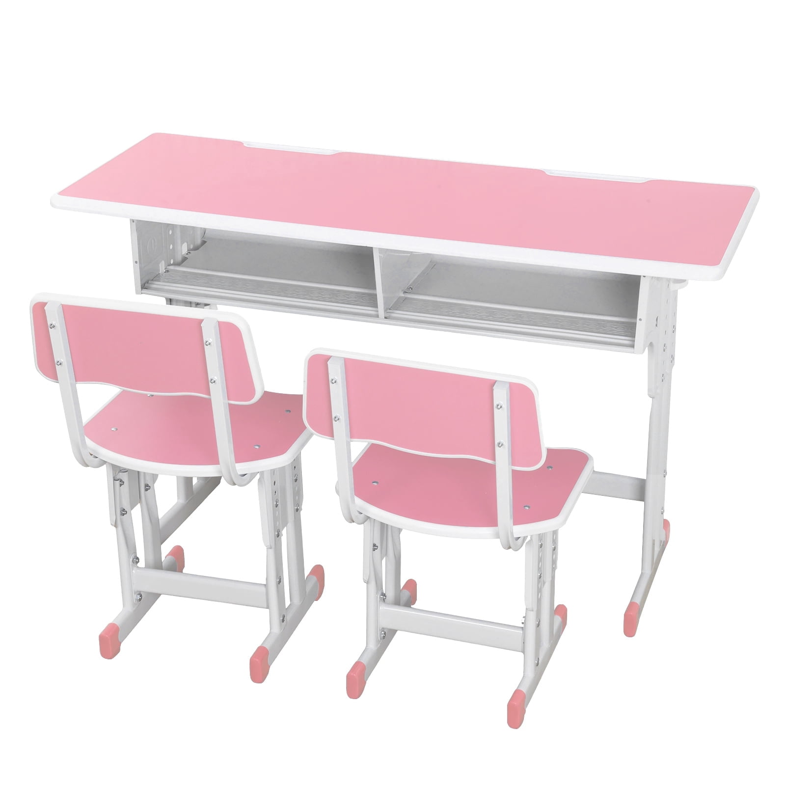 Double Desk For Kids, Five Adjustable Heights Kids Double Desk, 150lbs