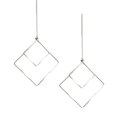 thumbnail image 1 of Double Diamond Shaped Geometric Dangle Earrings, Silver, 4-Inch, 1 of 1