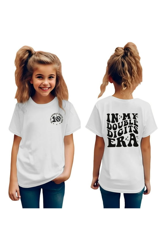 Double Digits Birthday Celebration Shirt for Girls Turning Ten Years Old Party Tee Top