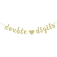 thumbnail image 1 of Double Digits Gold Gliter Paper Banner, Fun 10th Birthday Party Sign Garlands Shiny Photo Backdrops Decorations, 1 of 7