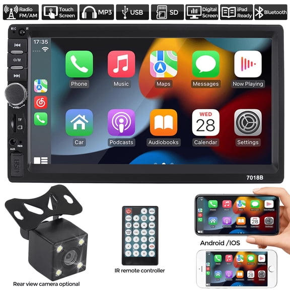 Double Din 7" Touch Screen Apple Android Auto Car Stereo Radio Bluetooth