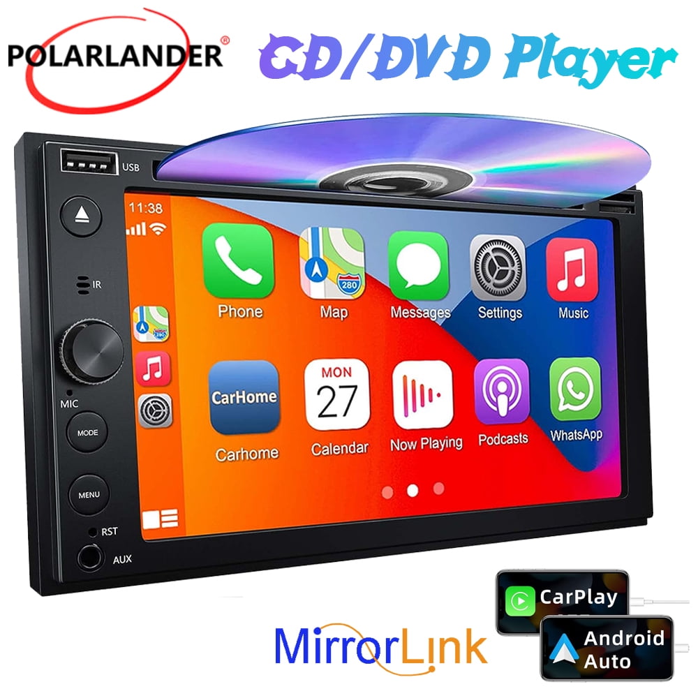 Double Din Car Stereo with CD/DVD Player Carplay & Android Auto, 6.2