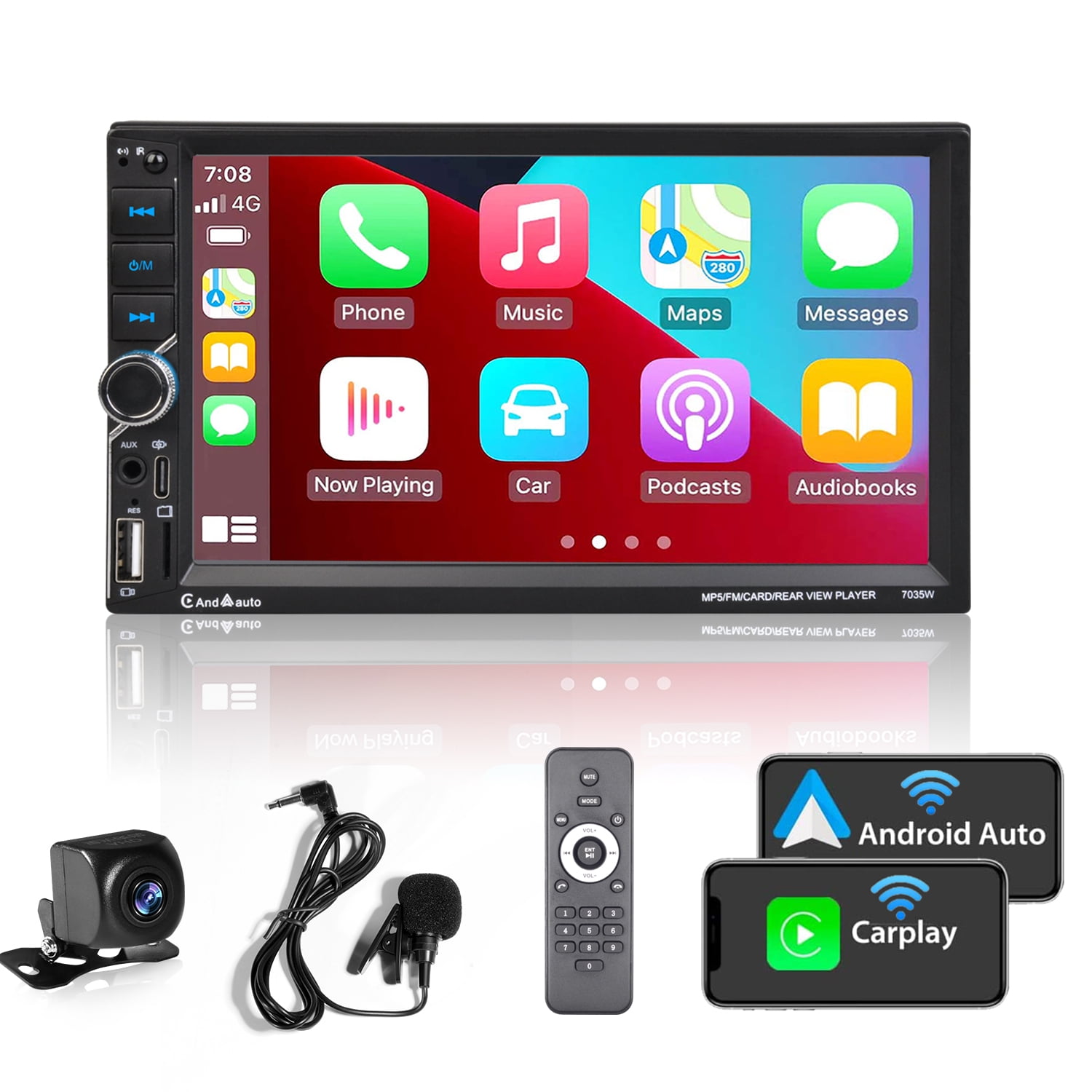 Double Din Car Stereo Wireless Apple CarPlay Android Auto Bluetooth 7