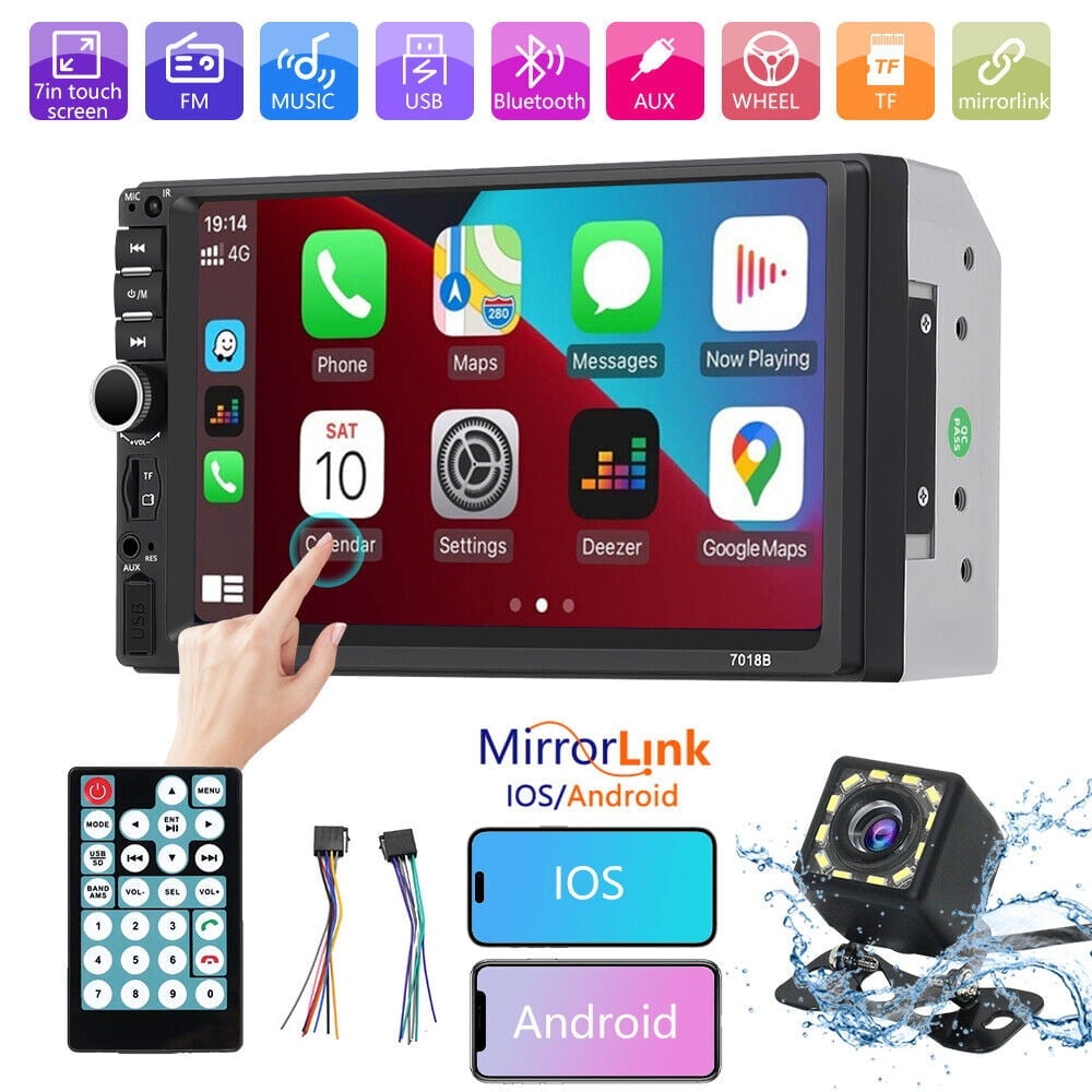 Kepeak 7" Double 2 DIN Car Stereo Radio, Remote Play System, Bluetooth FM USB, Touchscreen Head Unit with Backup Camera
