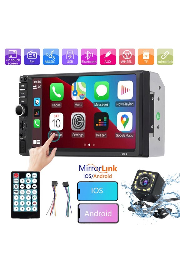 Double Din Car Stereo with HD Rear Camera,Kepeak 7 inch Touchscreen, Bluetooth, AM/FM Radio Receiver
