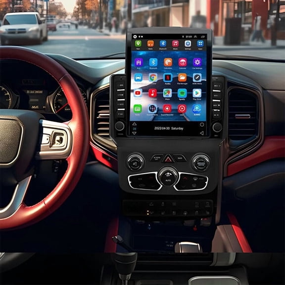 Double Din GPS Navigation For Dodge Ram 1500 2500 3500 2013-2018 - 9.7in Screen, Built-in Wireless CarPlay, Backup Camera, SWC, WiFi ​/ 2+32G