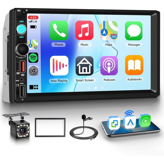 Double Din  Stereo    -7 inch Touch Screen  MP5 Player  FM,  2 Din Radio Support MirrorLink, Type-C/SD/, Backup Camera, SWC, Video Play