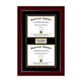 thumbnail image 1 of Personalized Double Diploma Frame with Double Matting for 10" x 8" Tall Diploma with Mahogany 2" Frame, 1 of 6