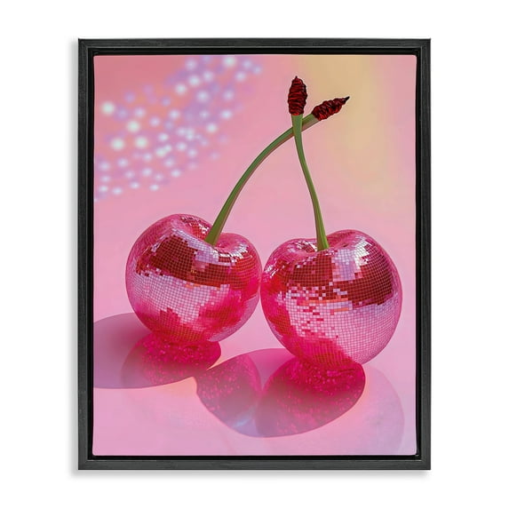 Stupell Industries Double Disco Cherries Black Framed Floater Canvas Wall Art, design by Creative Studio, 21 x 17