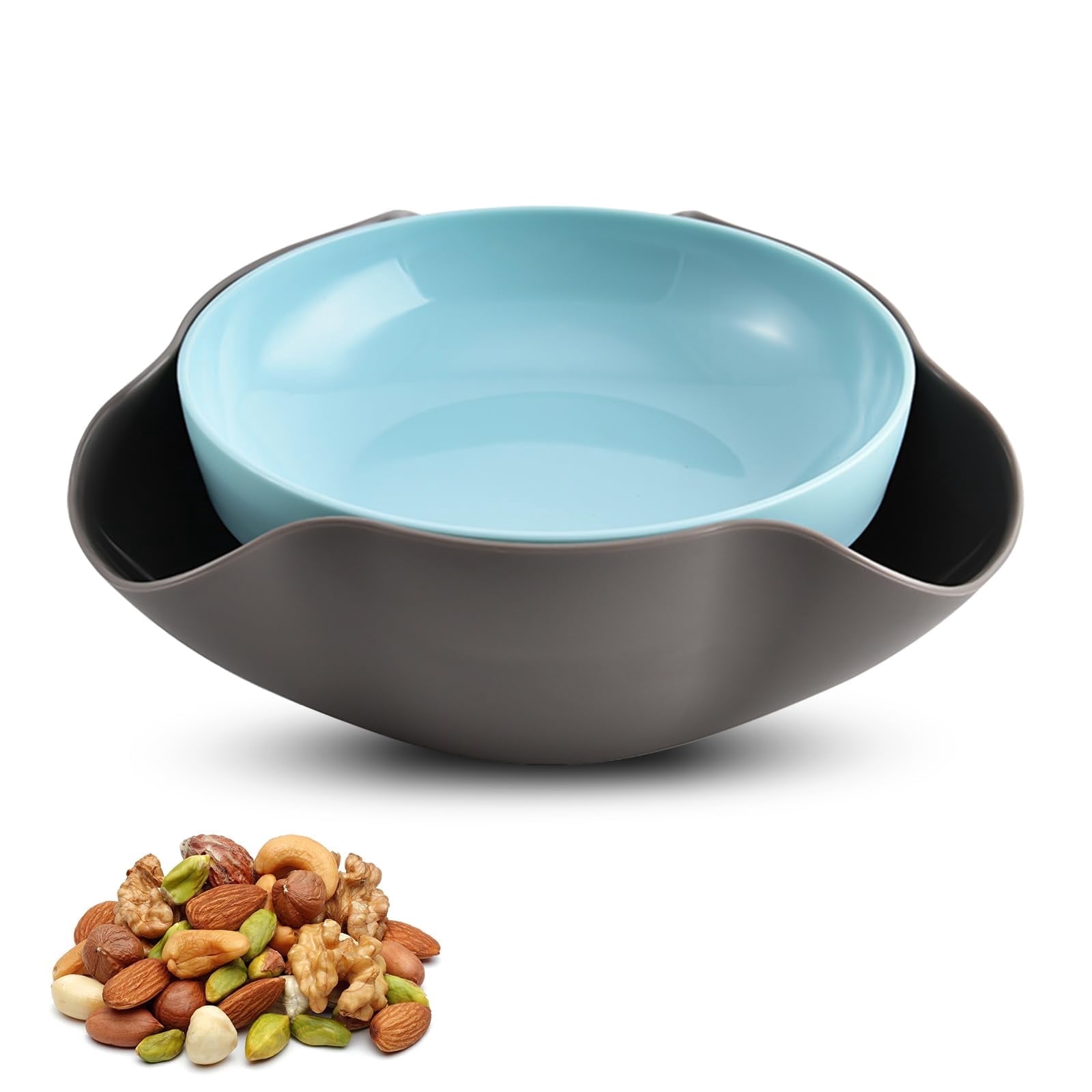 Double Dish Pistachio Bowl, Snack Serving Bowl, Double Dish Nut Bowl, Pistachio With Shell Storage, Perfect for Fruit, Nuts, Candy, and Snacks, Send Goods from Local Warehouse
