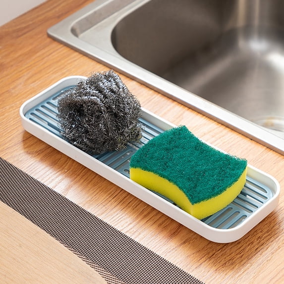 Double Dish Rack, Sink Countertop Organizer with Double Layer Drying, Sponge Holder, Compact Draining Rack for Dishes, Cups, and Dishcloths, Space Saving Kitchen Storage