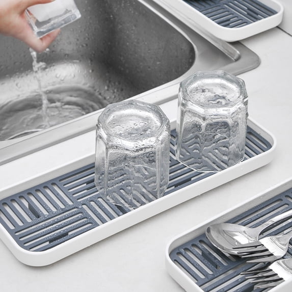 Double Dish Rack, Sink Countertop Organizer with Double Layer Drying, Sponge Holder, Compact Draining Rack for Dishes, Cups, and Dishcloths, Space Saving Kitchen Storage