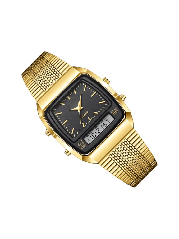 Double Display Wrist Watch for Men Mineral Glass Scratchproof Water Resistant Watch with Weekends Business Gifting Supply