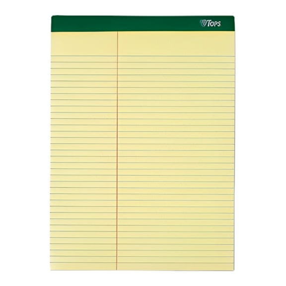 Tops Letr-trim Perforated Law-ruled Writing Pad - 100 Sheet - 16 Lb - 8.50" X 11.75" - 6 / Pack - Canary Paper (TOP63396)