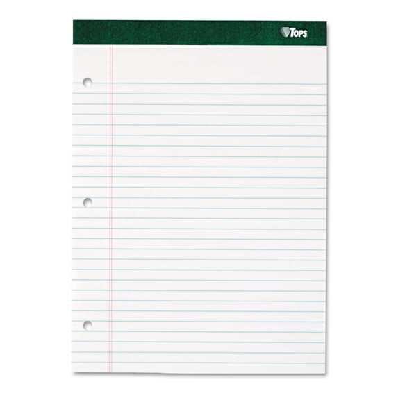 TOPS Double Docket Ruled Pads, Wide/Legal Rule, 8.5 x 11.75, White, 100 Sheets -TOP63379