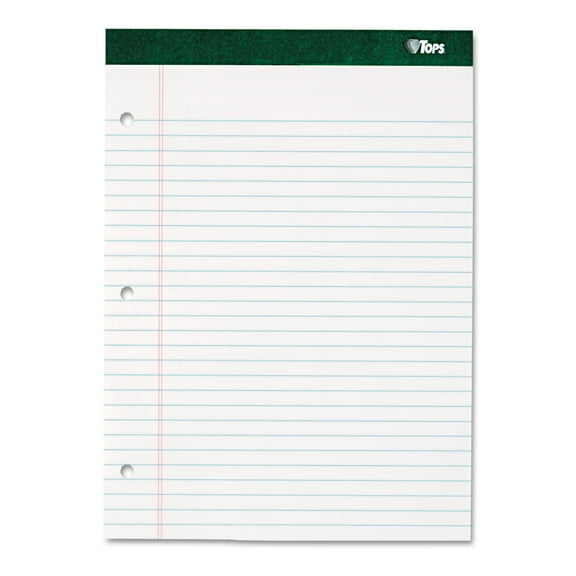 Tops Double Docket Writing Pad 8 1/2 x 11 3/4 Legal/Wide White 100 Sheets 63379