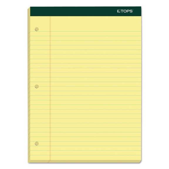 Double Docket Ruled Pads, Wide/legal Rule, 100 Canary-Yellow 8.5 X 11.75 Sheets, 6/pack | Bundle of 2 Packs