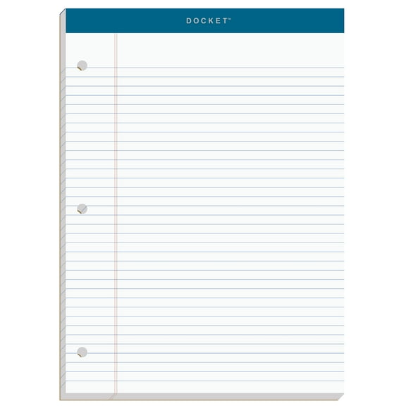Double Docket Ruled Pads With Extra Sturdy Back, Medium/college Rule, 100 White 8.5 X 11.75 Sheets | Bundle of 5 Pads