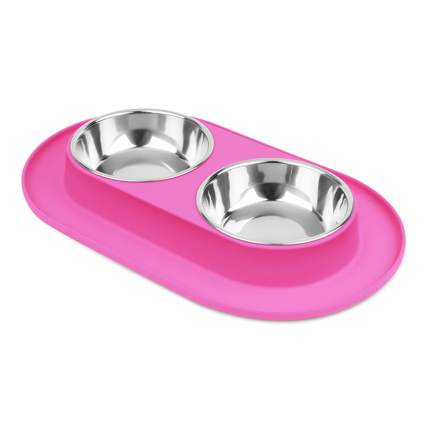 Top Paw Silicone Mat with Double Dog Bowls | PetSmart Pink