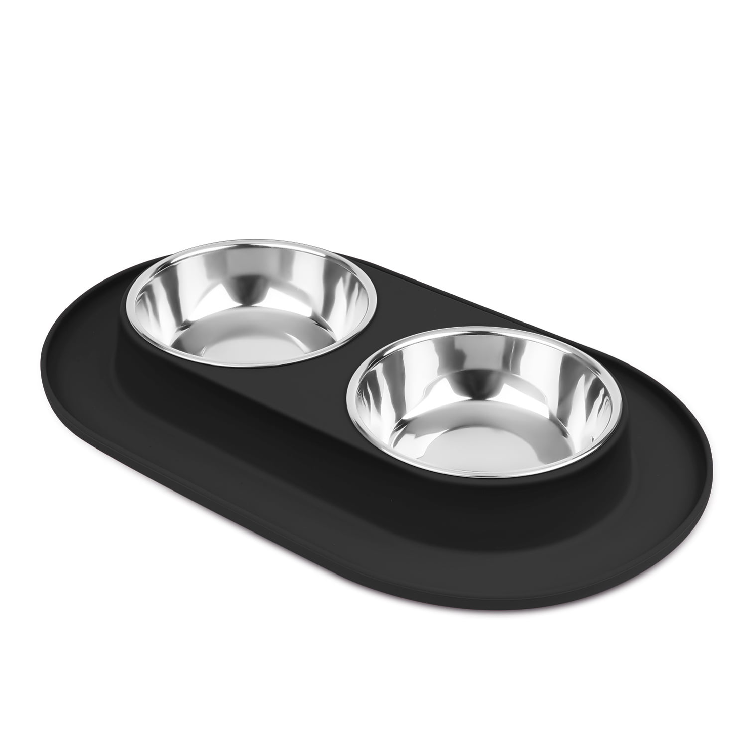 Frewinky Dog Bowls,Ceramic Dog-Food Bowl and Water Bowl Set for Medium  Sized Dogs,No Spill Non Skid Dog Bowl Mat and Tilted Double Pet Bowls,Set  of
