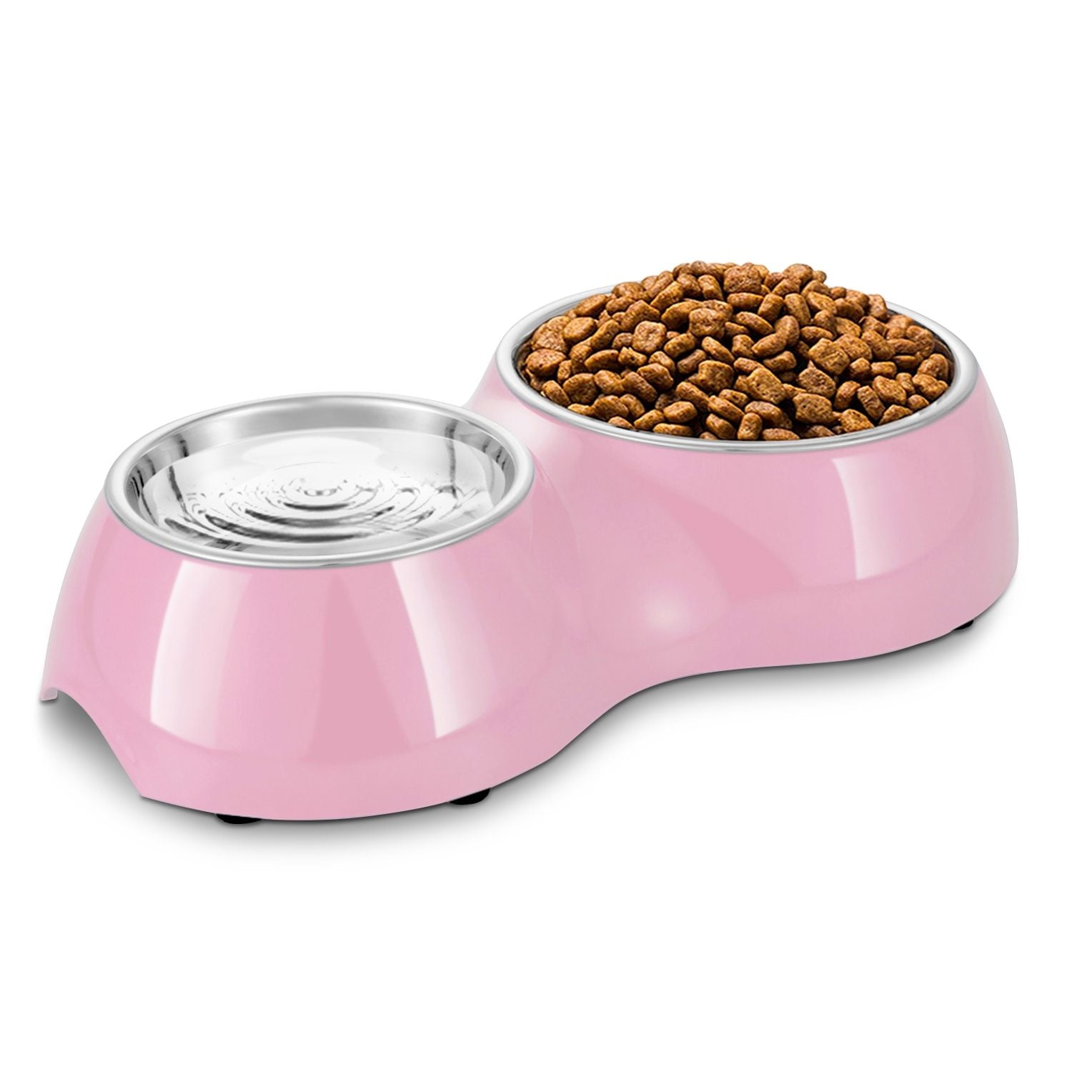Double Dog Bowl - Double Stainless Steel Dog and Cat Food and Water Bowl -  Raised Puppy Food and Water Bowls - Non-Slip Pet Bowl for Dog and Cat  (Off-White) 