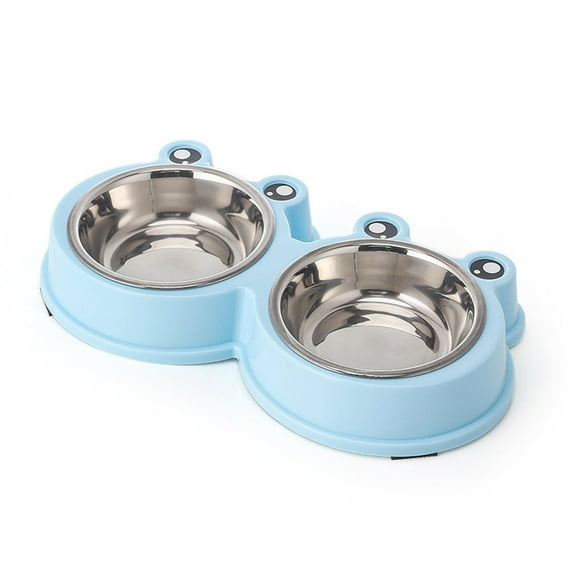 Double Dog Bowls 4.33" Stainless Steel Pet Bowl Non Slip PP Station Food Water Feeder for Cats Small Dogs