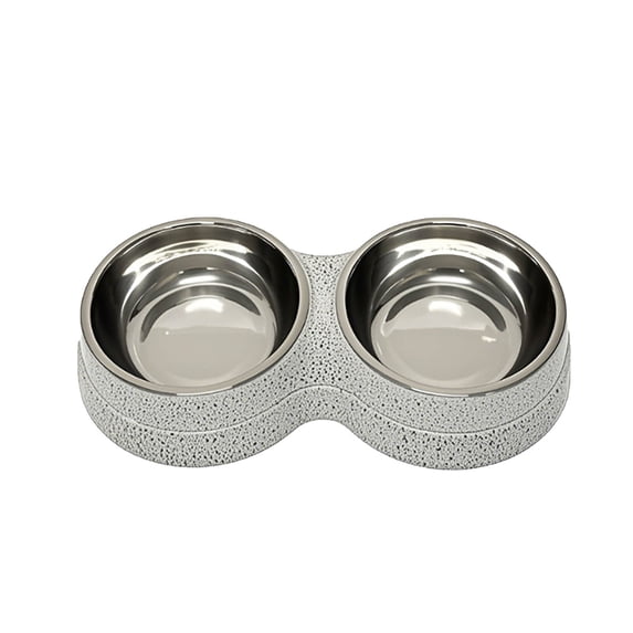 Double Dog Bowls Stainless Steel Food and Water Set, Dual Cat Feeder with Detachable Design and Non Anti Tip Base, Easy Clean Pet Bowl Set for Small Medium Dogs and Cats 9.4x5x2Inch